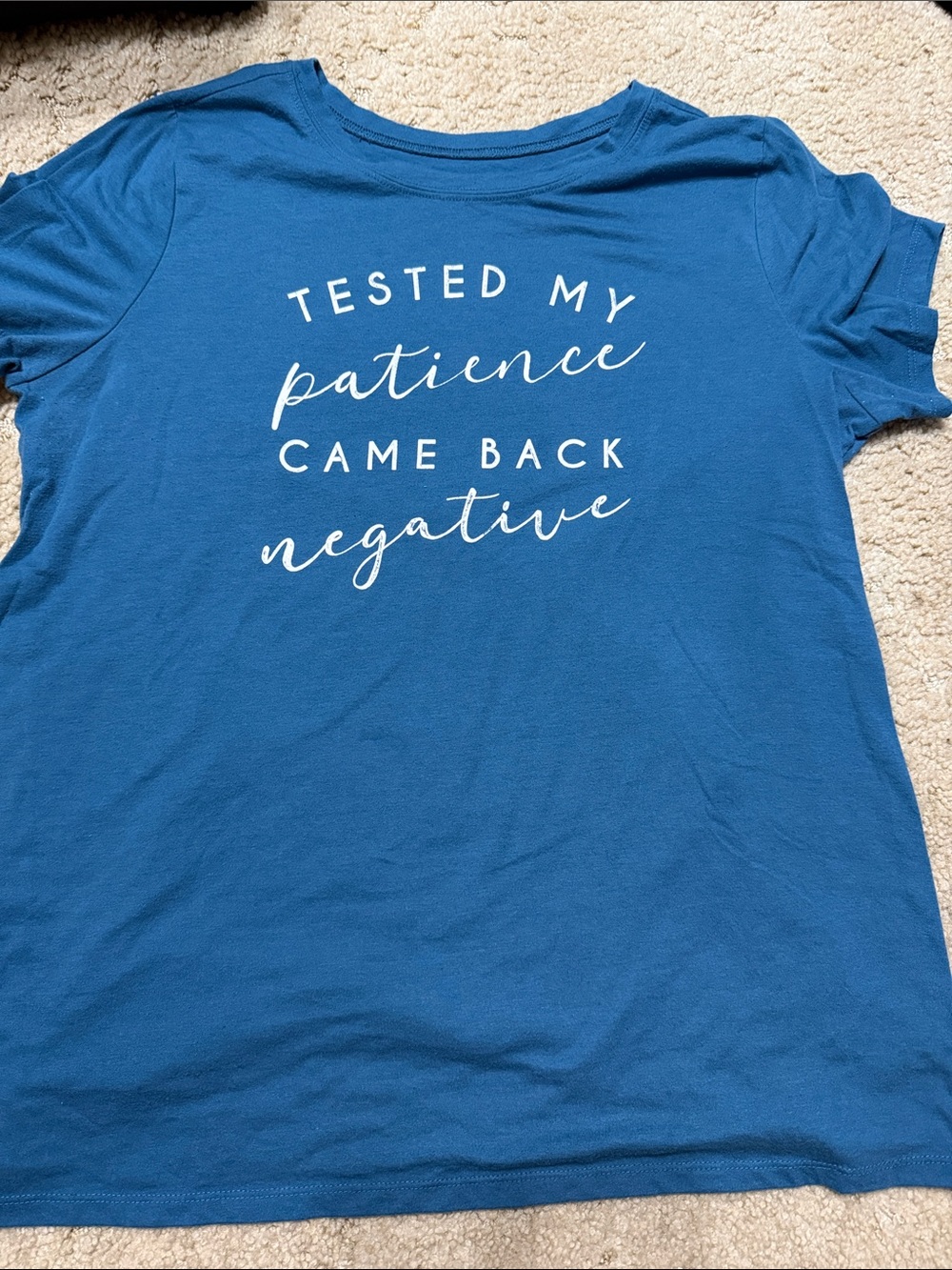 torrid Blue Graphic Tee "Tested My Patience Came Back Negative"